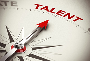 Compass pointing to word "talent"