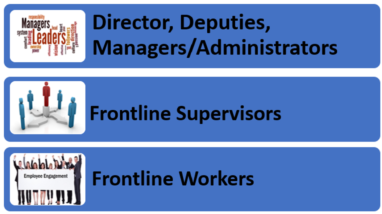 Director, Deputies, Managers/Administrators, Frontline Supervisors, Frontline Workers