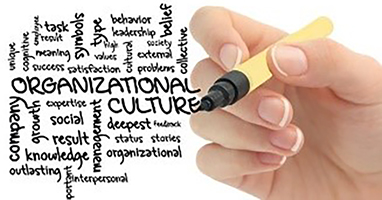 Hand writing the words organizational culture